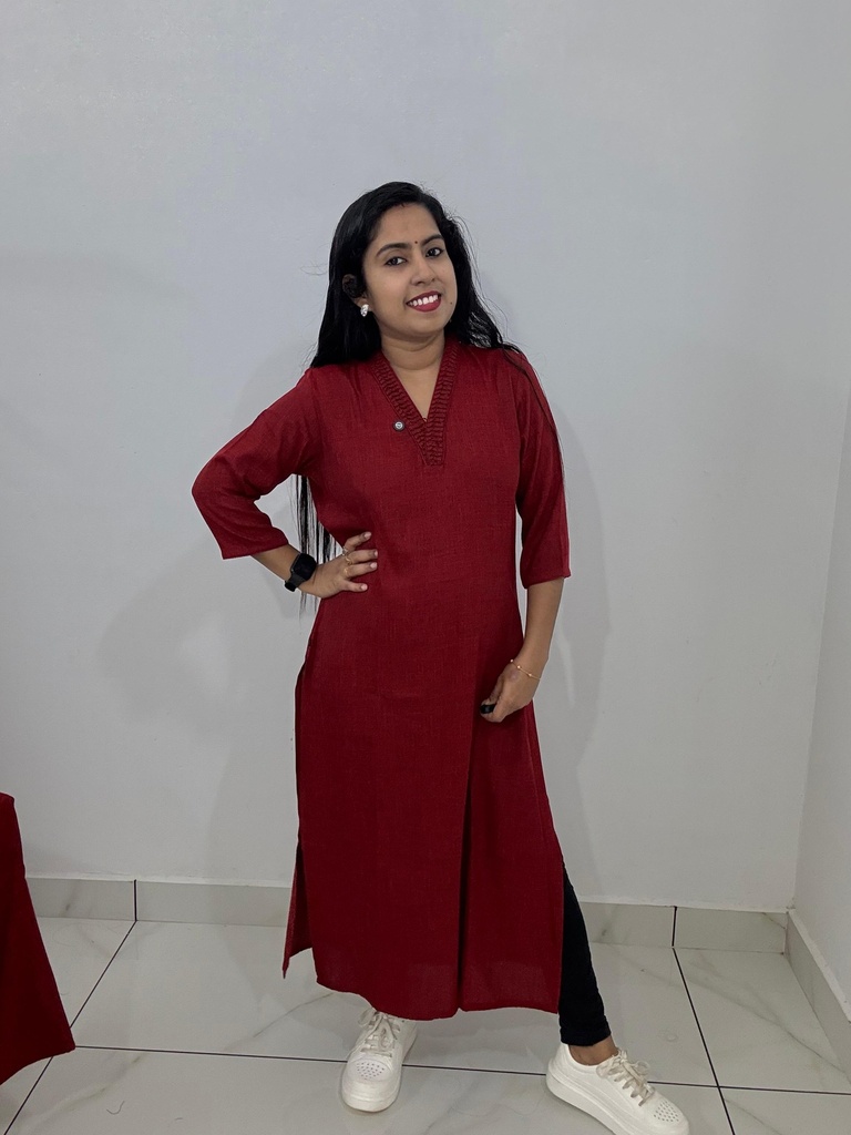 GHC363-R Maroon Slit Kurti