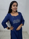 MK857B Blue Roman Silk Slit Kurti