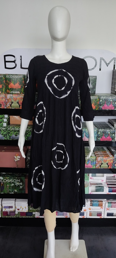 TPC5L5 Black Tie&Dye Printed Aline Frock