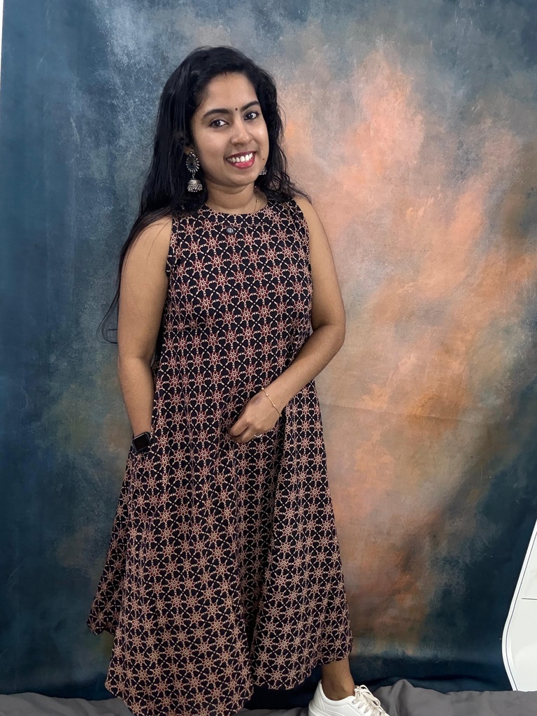 Ajrak Cotton Halter Neck Aline Kurti