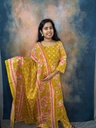 Mustard Yellow Cotton Slit 3PCS Set With Handwork