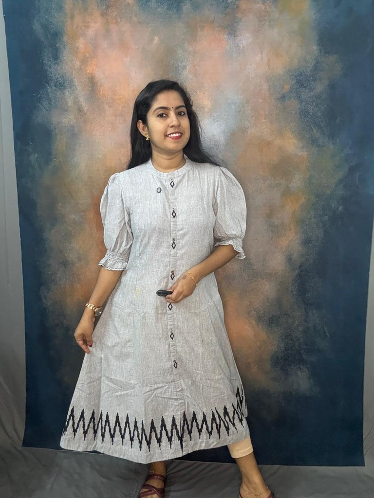 Anvita Ash White Stripes Premium Cotton Princesscut Aline Kurti