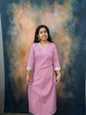 Anvita Onion Pink Weaving Type Premium Cotton V Neck Slit Kurti 