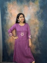 Anvita Purple Full Kantha Line Work 3 Panel Aline Slit