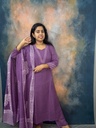 Anaya Purple Weaving Pattern Slit Full Set 