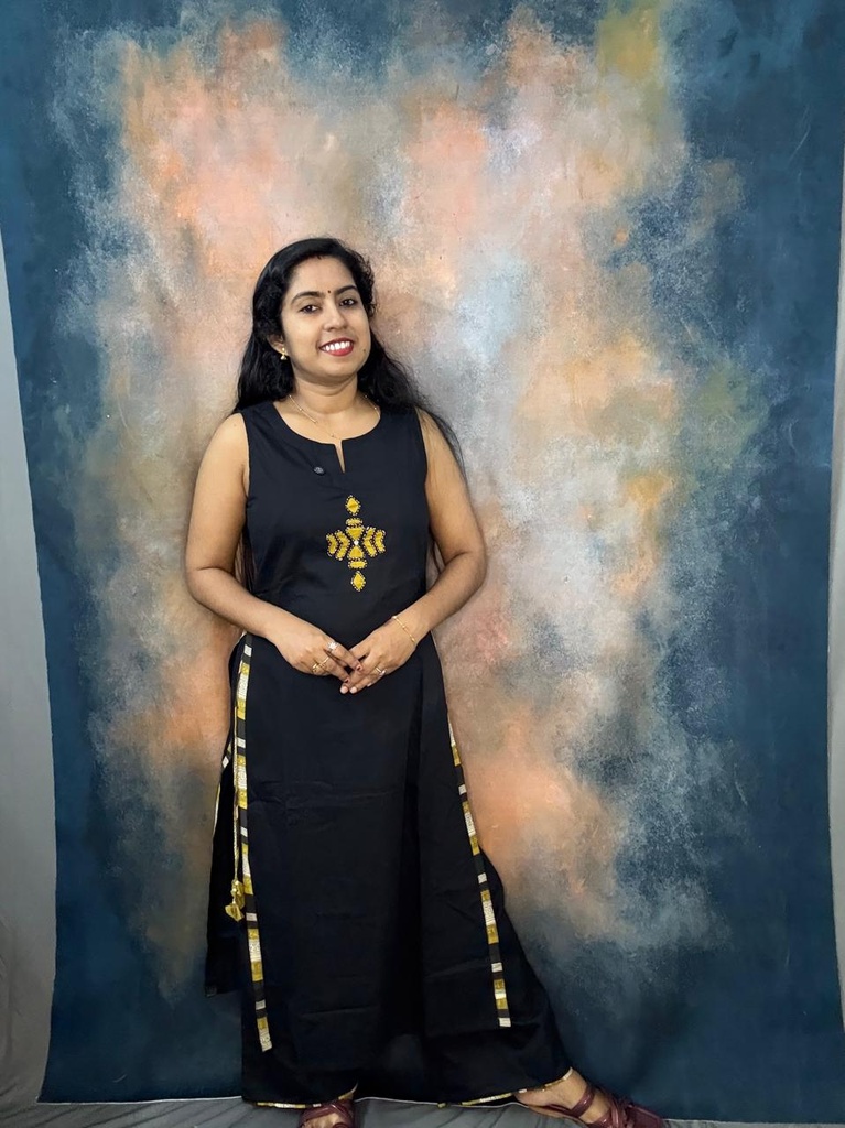 Anvita Black&Yellow Nayra Cut Sleeveless with Attached Sleeve Kurti&Palazzo Bottom