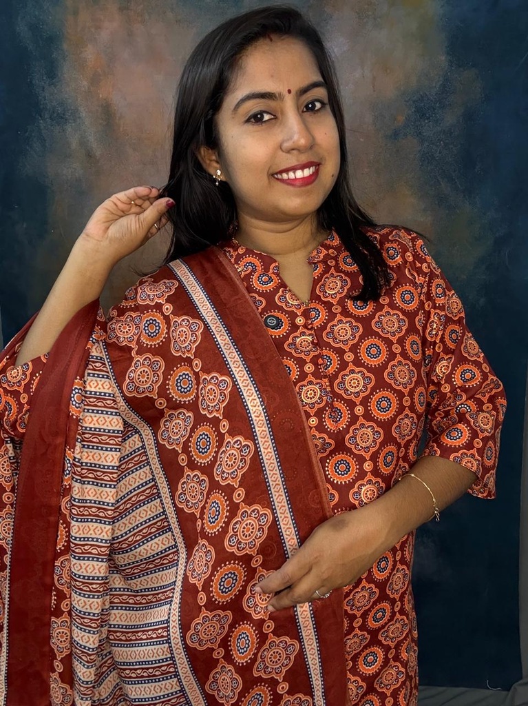 Cotton 3pc Set Slit Kurti