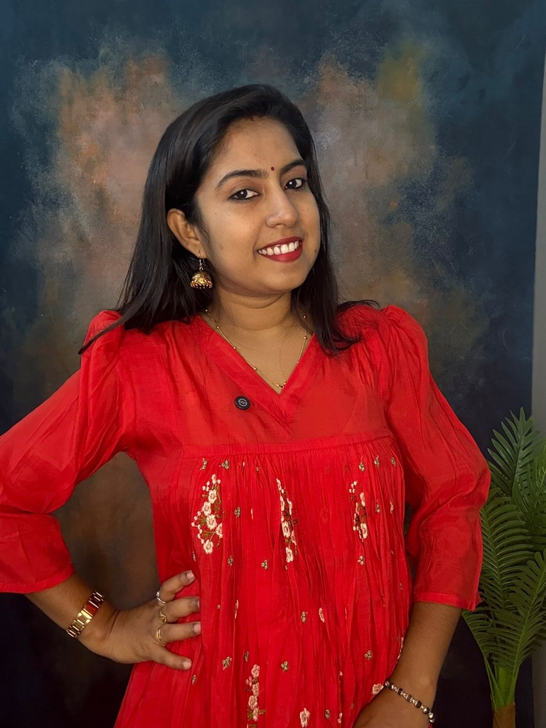 Christmas Mul Chanderi Floral Thread Work Front Pleated 3 Panel Aline Kurti 