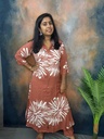 Rust White Printed Premium Rayon Collar Aline Coordset