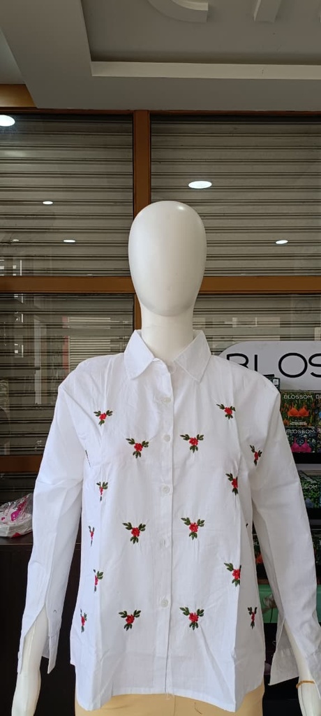 Christmas White Thread Work Cotton Shirts