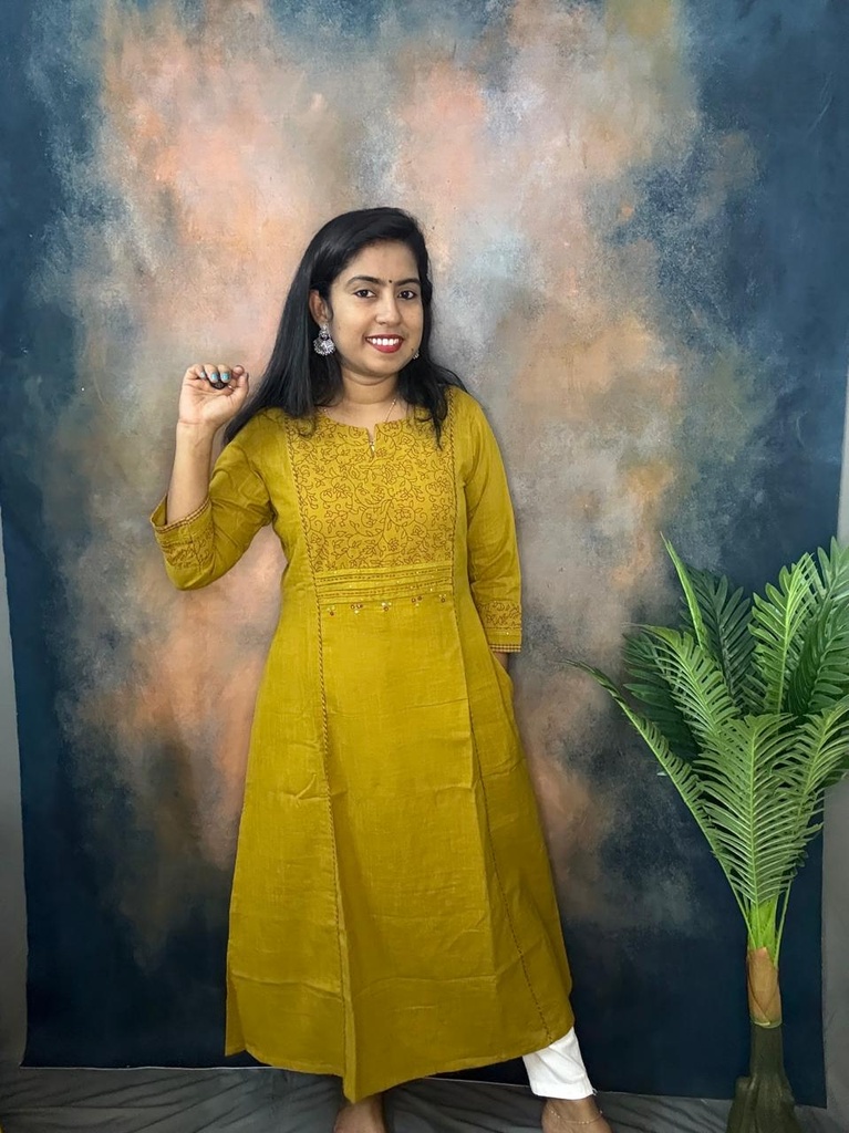 L0011 Anvita Mustard Yellow Kurti