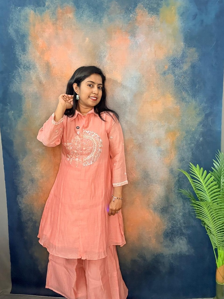 LP0023 Peach Mul Chanderi 2PC Set 