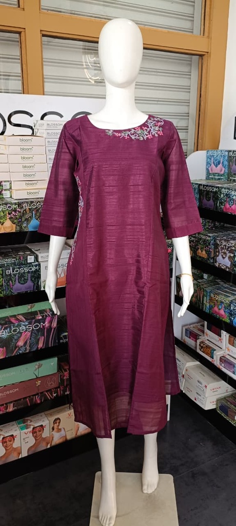 CL0003 Purple Slub Silk Kurti