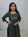CL0009 Green Roman Silk Slit Kurti