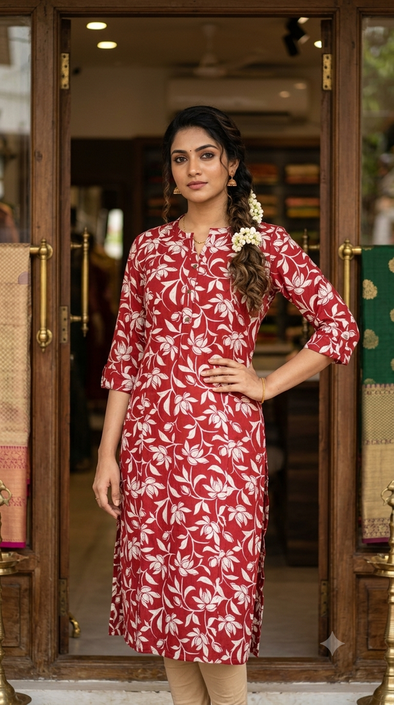 CL0011 Brown Cotton Slit Kurti
