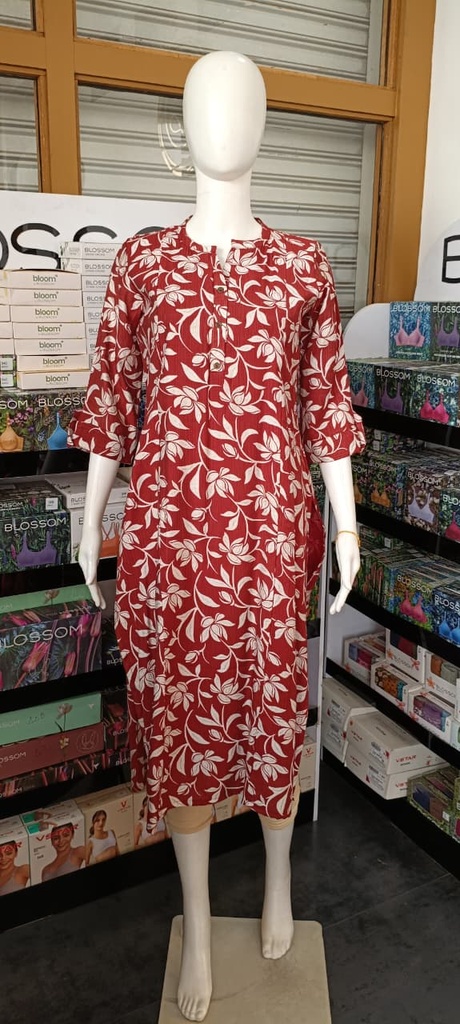 L0011 Brown Cotton Slit Kurti