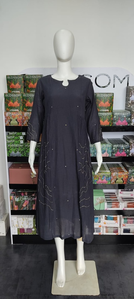 KU-231 N'Style Dark Grey Aline Kurti  