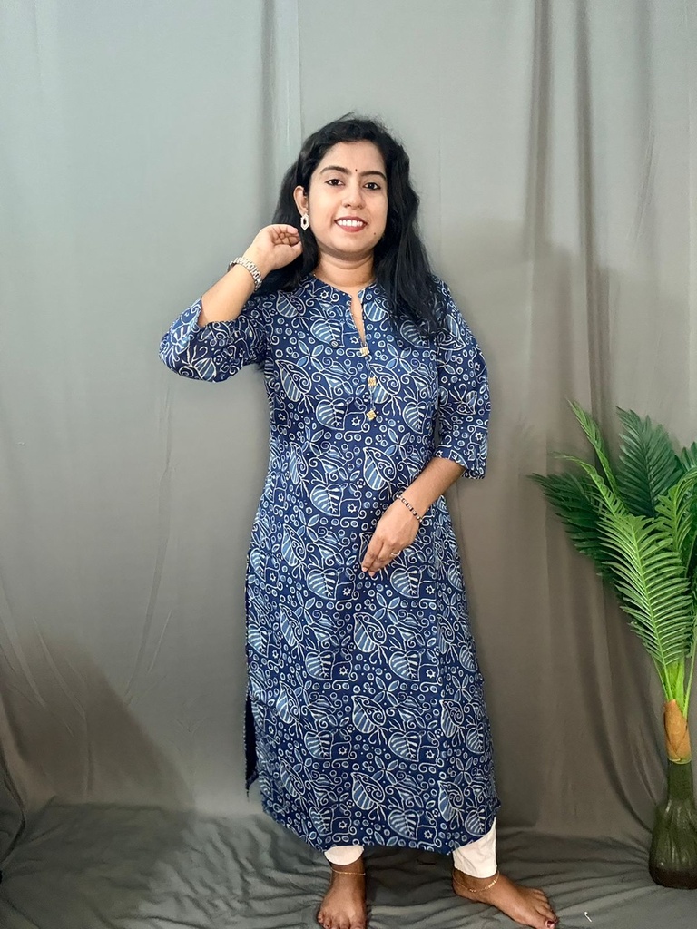 L0099 Indigo Cotton Kurti