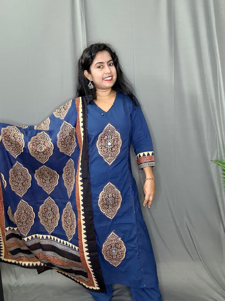 LP0040 Premium Cotton Navy Blue 3PC Set