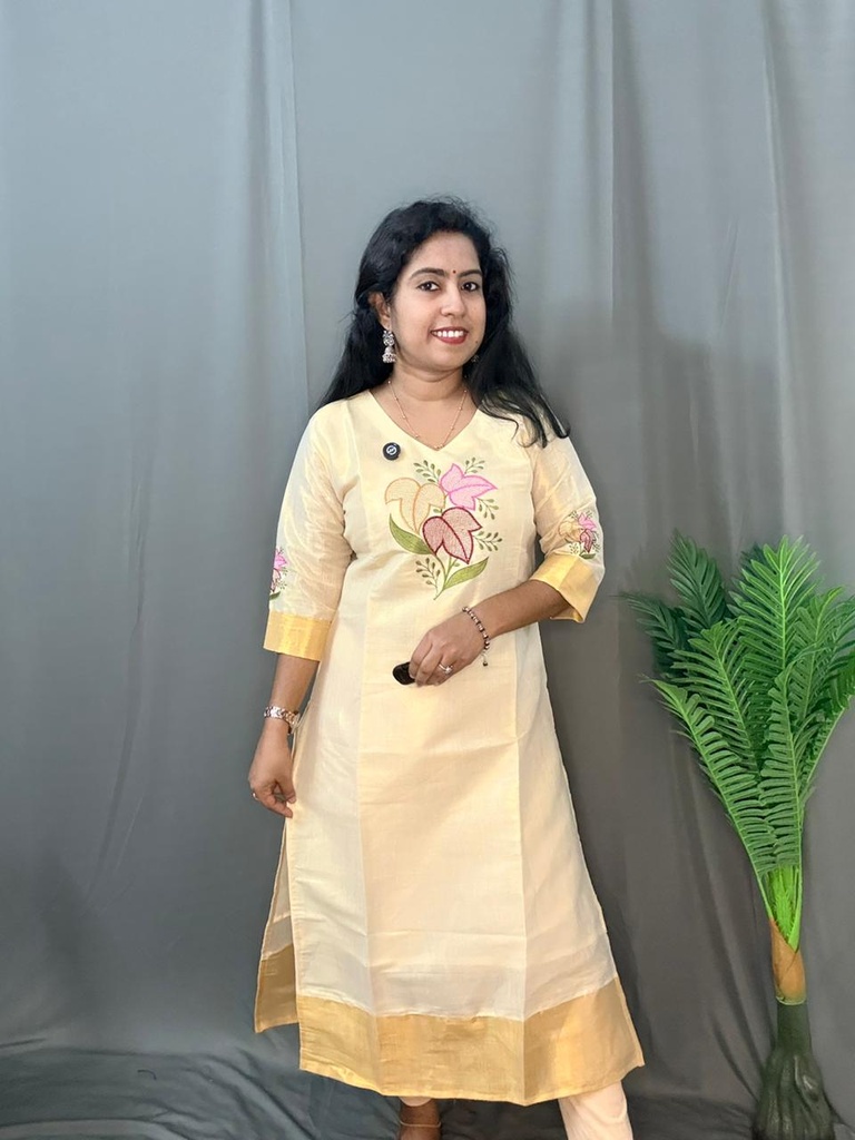 L0116 Tissue Embroidery Kurti