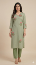 L0153 Anvita Pista Green Slitted 2PC Set