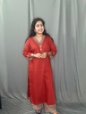 L0166 Anvita Brick Red Slit 2PC Set