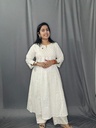 L0176 Anvita Off-White & Golden Stripe Aline 2PC Set 