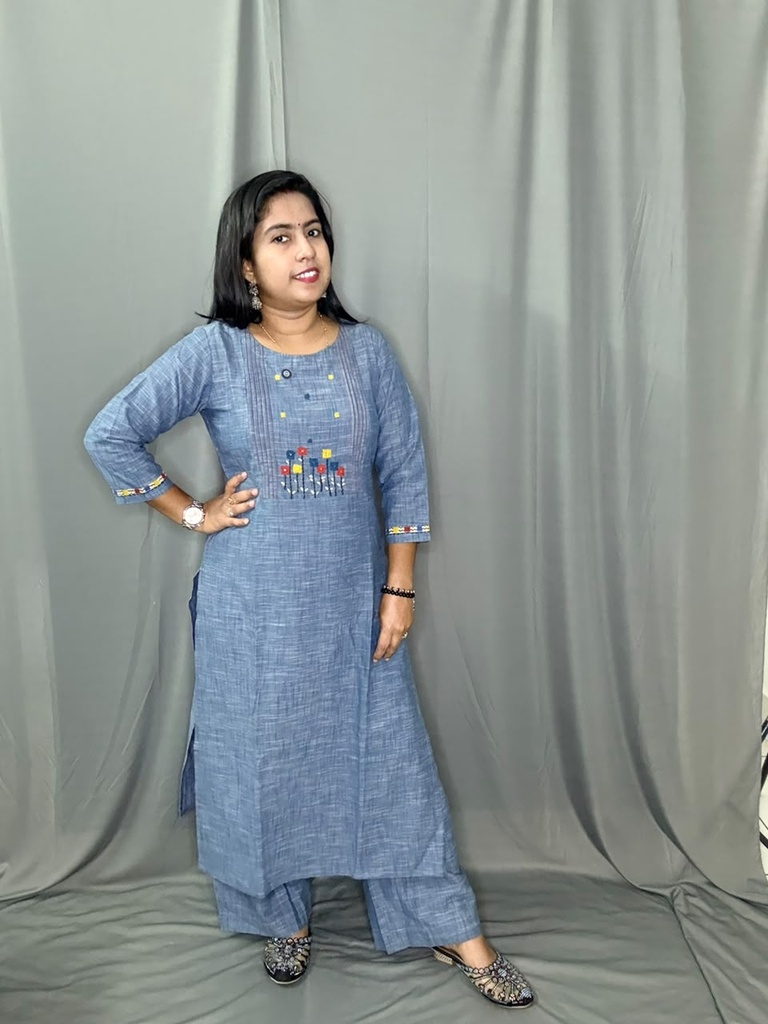 L0221 Anvita Denim Slit 2PC Set 