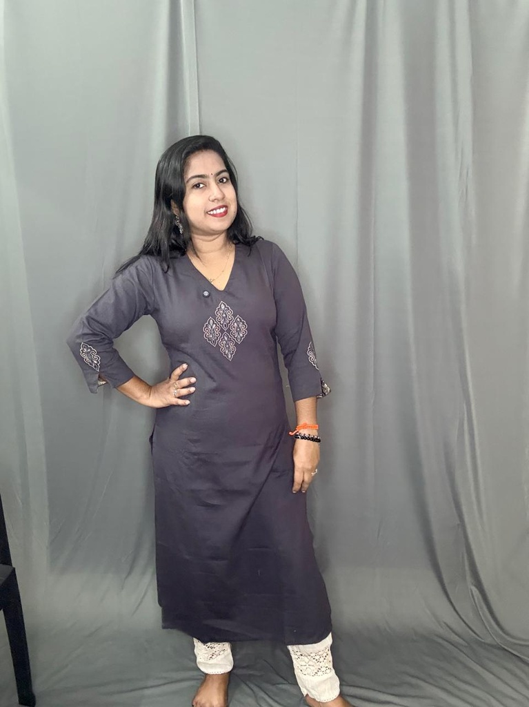 L0207 Anvita Grey Slit Kurti