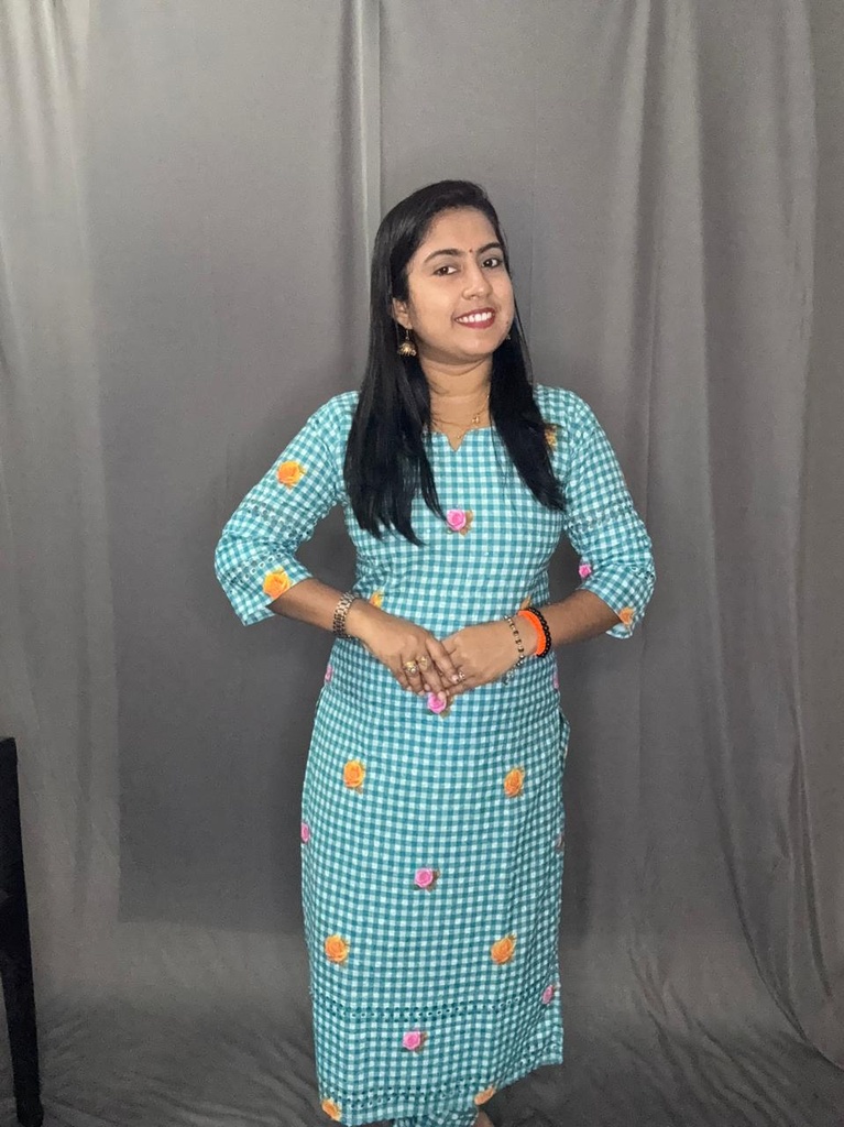 L0180 Check Pattern Cotton Coord Set with Cut Work