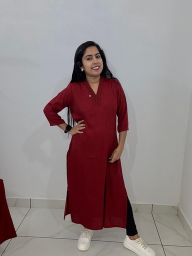 GHC363-R Maroon Slit Kurti