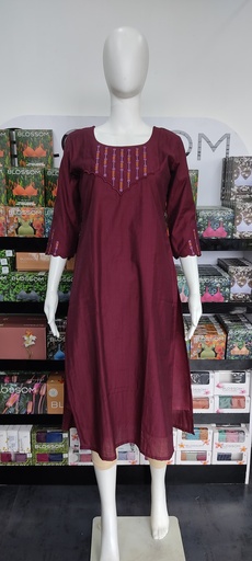 CL0008 Brown Slub Cotton Slit Kurti