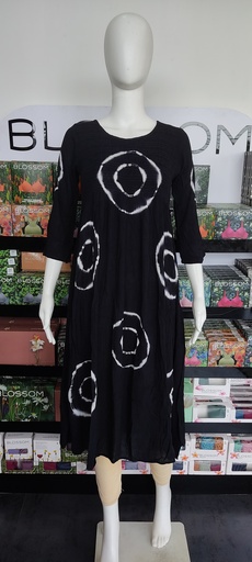 TPC5L5 Black Tie&Dye Printed Aline Frock