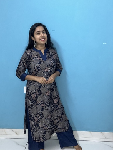 Blue Rayon Slit Kurti & Palazzo Bottom  