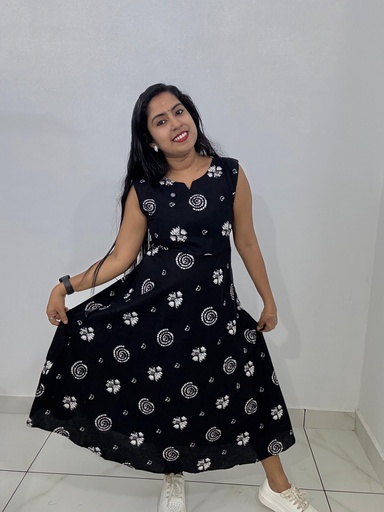 H315 Black Cotton  Frock 