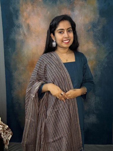 Nayathi Teal Blue Full Set With Striped Shawl