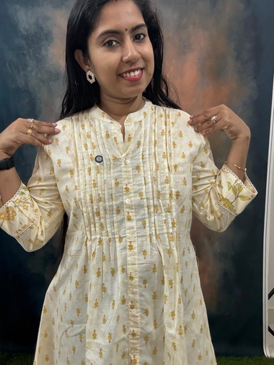 Cream&Yellow Floral Print Short Top