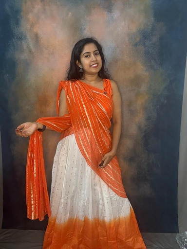 Onam Chanderi Double Shaded Dhavani Set