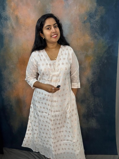 Butta Work Chanderi Silk Aline Kurti