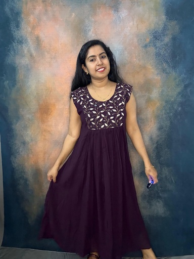 Dark Wine Georgete Sleeveless Aline Kurti 