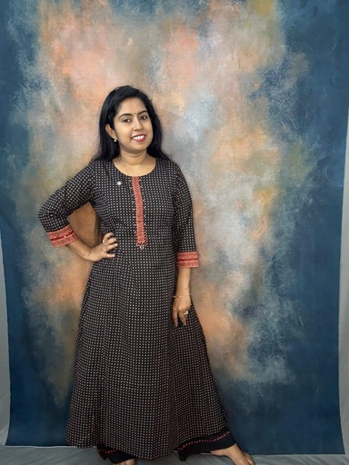 Anvita Black Polka Dots Princess Cut  Aline Slit Top&Palazzo Bottom Set