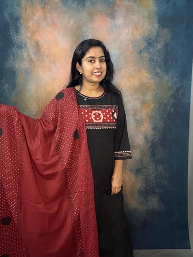 Anaya Hakoba Patch Work Black&Maroon Full Set