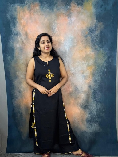 Anvita Black&Yellow Nayra Cut Sleeveless with Attached Sleeve Kurti&Palazzo Bottom