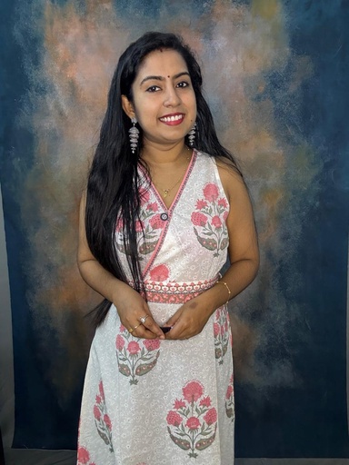 White&Pink Cotton Sanganeri Priint Aline Sleveless Top