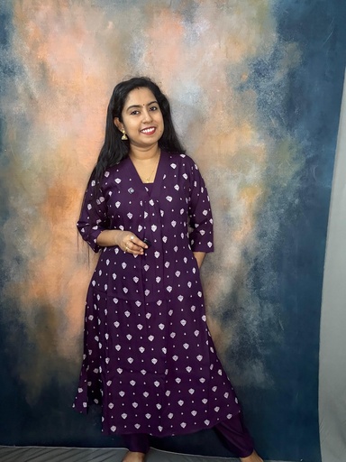 Vatican Silk V-Neck Aline 2PC Set