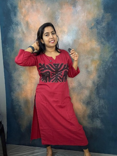 Premium Cotton Applique Work Slit Kurti 