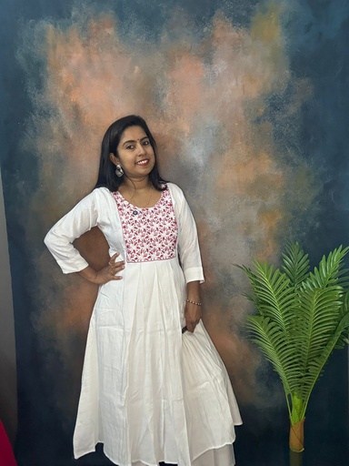 Christmas Vatican Silk Embroidery Work Aline Coord Set