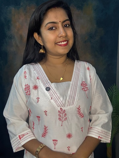 White Vatican Silk With Red Embroidery Design Front Portion V Neck Slit Kurti