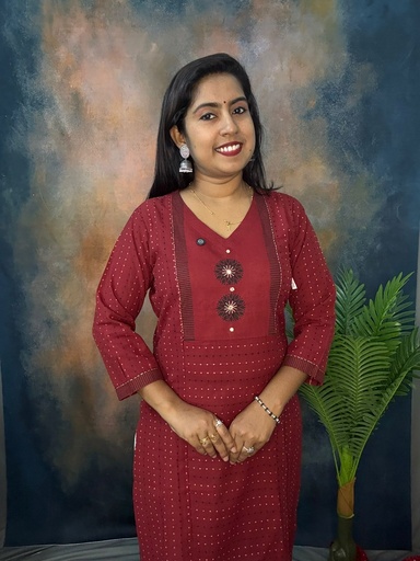 Anvita Dark Maroon Front 3 Panel V Neck With Embroidery Slit Kurti