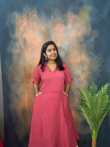 Imported Cloth Front 3 Panel Shirt Collar With 2 Side Pocket Threadworks Aline Kurti 